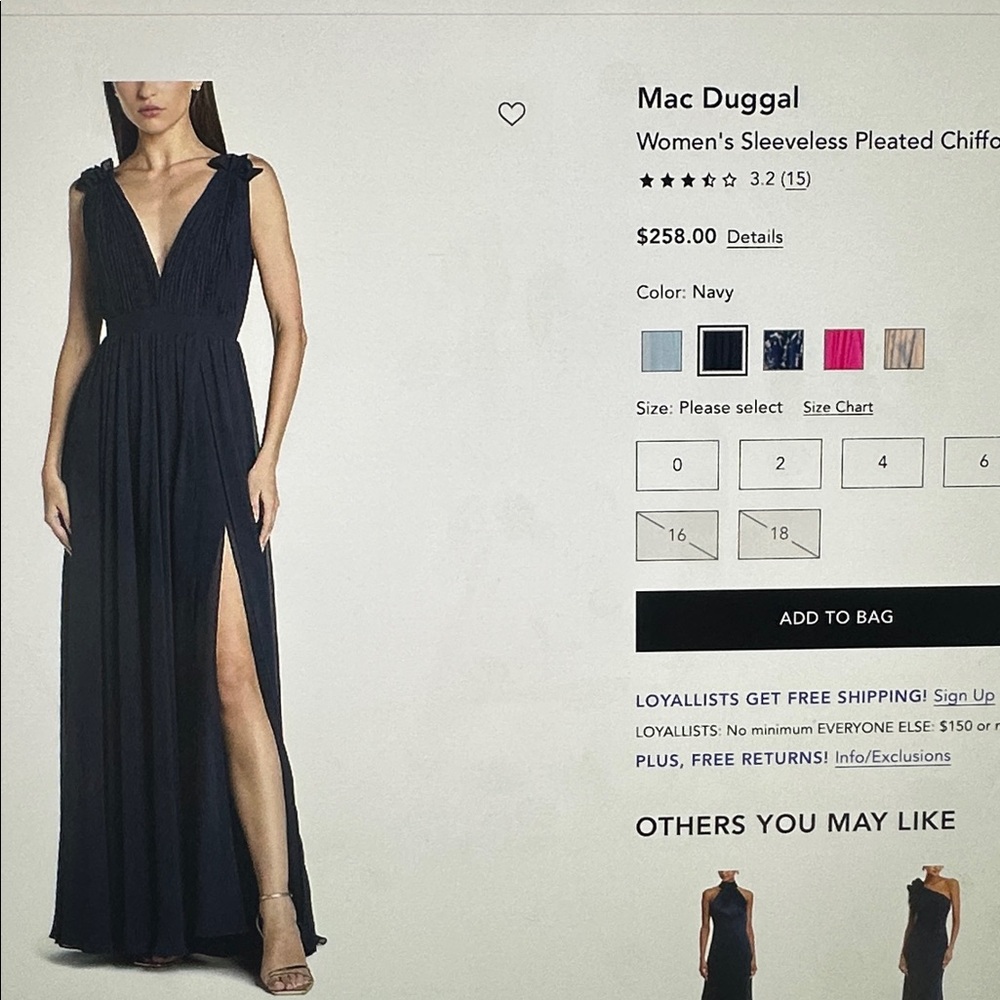 Mac Duggal Navy Maxi Dress